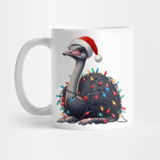 Ostrich Wrapped In Christmas Lights Mug